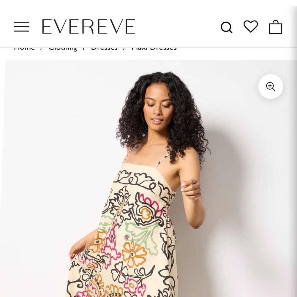 Evereve Beige Maxi Dress with Multicolor Floral Motif